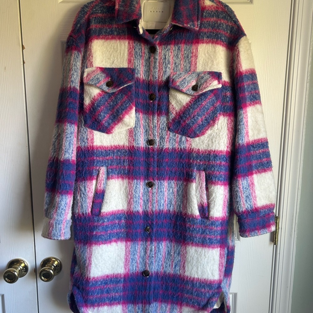 Blank NYC Multicolor Plaid Teddy Jacket